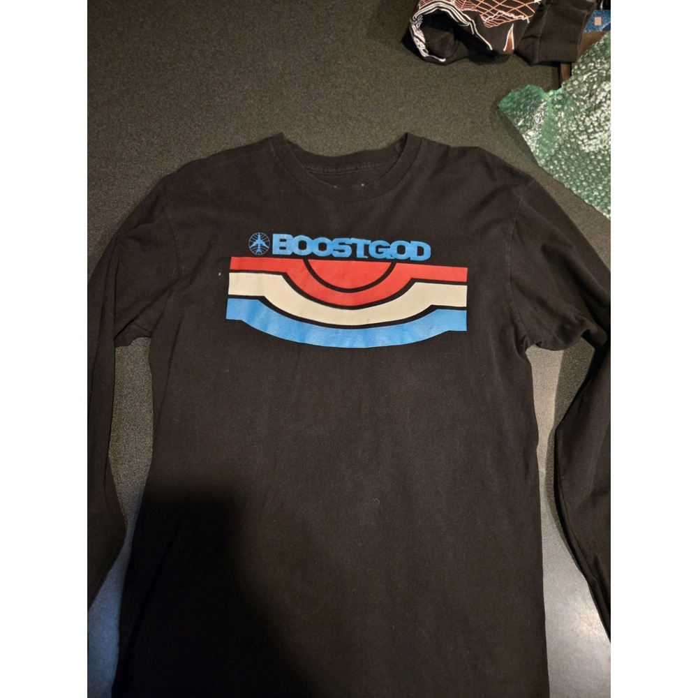 Boost God BGD Long Sleeve T-Shirt • Streetwear • Retro Graphic • Men's M • Black